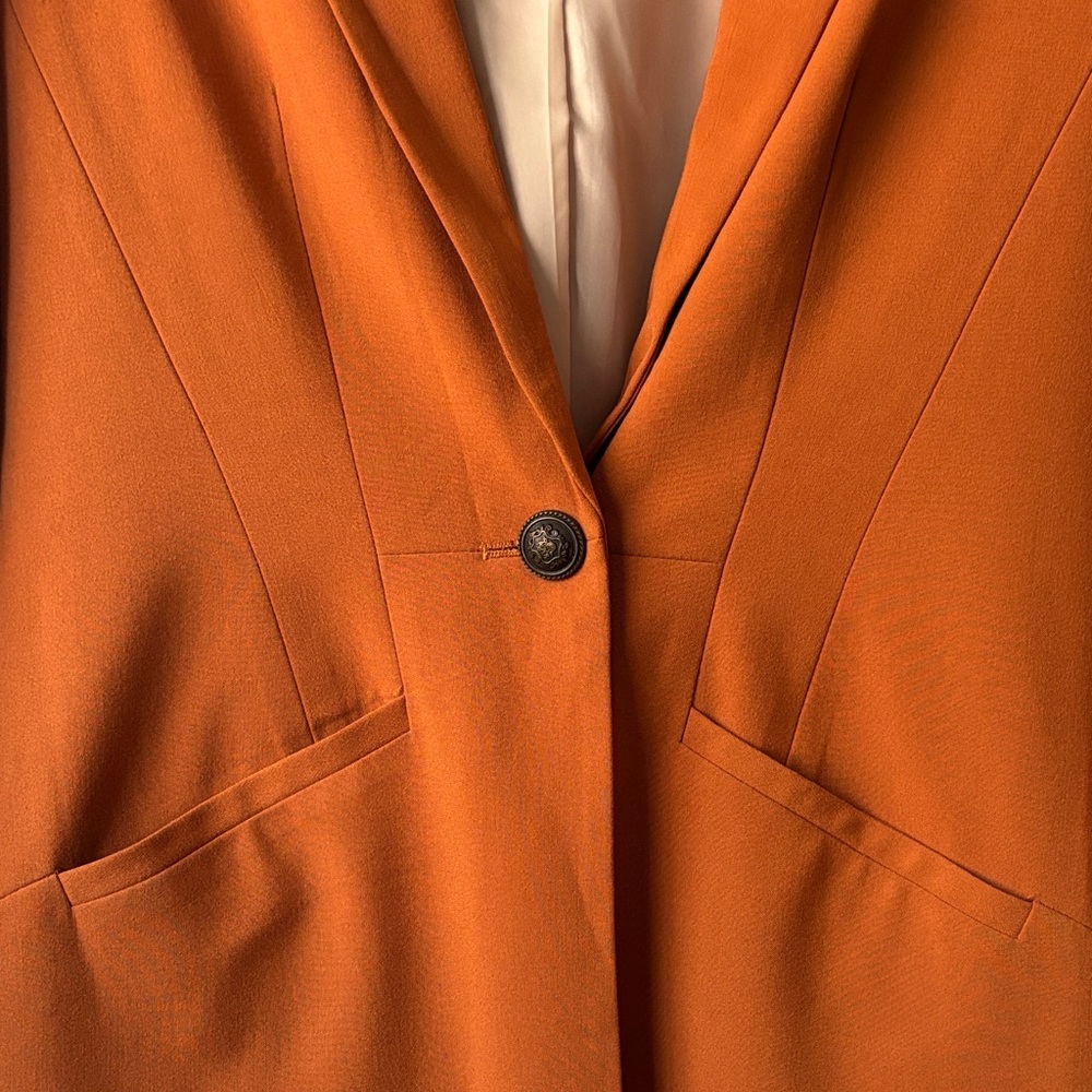 Rust Single-Button Blazer Jacket - Small - image 3